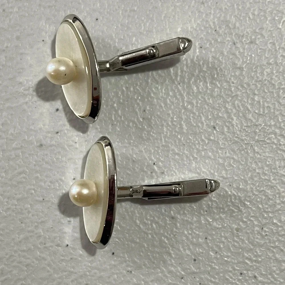 Vintage‎ Caribe Pearls and Sterling Silver Cufflinks